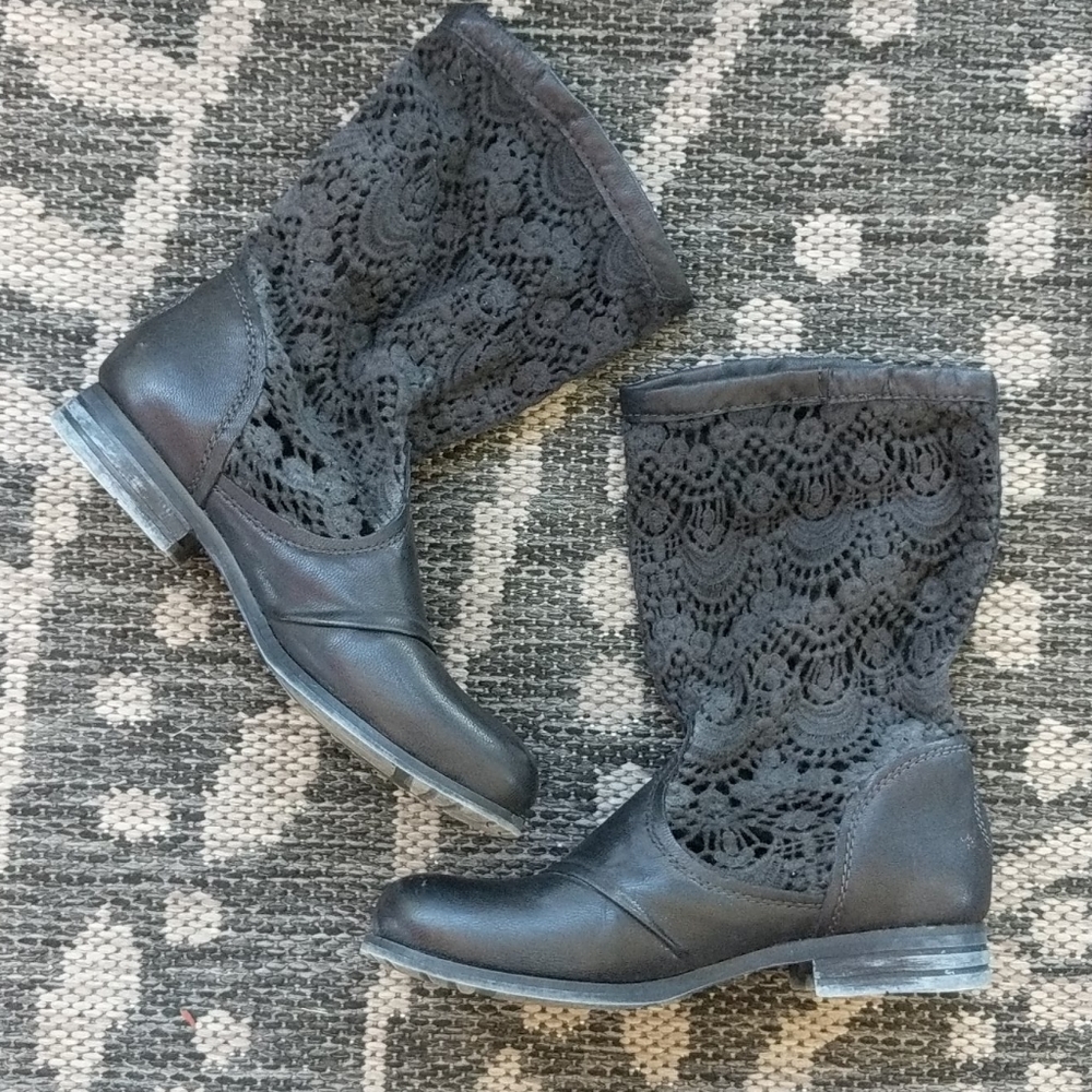 Free People Bunker leather and lace boot
